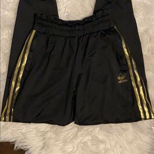ADIDAS TRACK PANTS WITH GOLD- like brand new- S